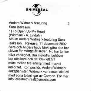 Anders Widmark Featuring Sara Isaksson - To Open Up My Heart download flac mp3