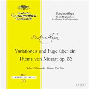 Max Reger, Berliner Philharmoniker ∙ Karl Böhm - Variationen Und Fuge Über Ein Thema Von Mozart Op. 132 download flac mp3