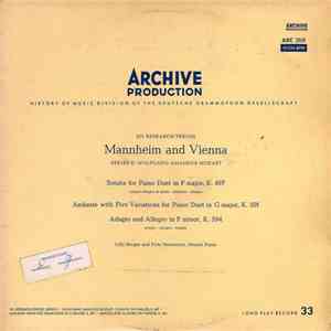 Mozart, Lilly Berger, Fritz Neumeyer - Sonata For Piano Duet In F Major, K. 497 · Andante With Five Variations For Piano Duet In G Major, K. 501 · Adagio And Allegro In F Minor, K. 594 download flac mp3