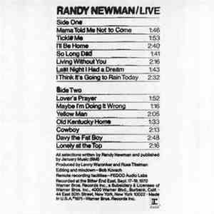 Randy Newman - Live download flac mp3