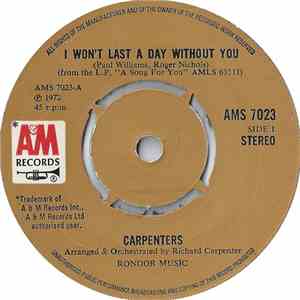 Carpenters - I Won't Last A Day Without You download flac mp3